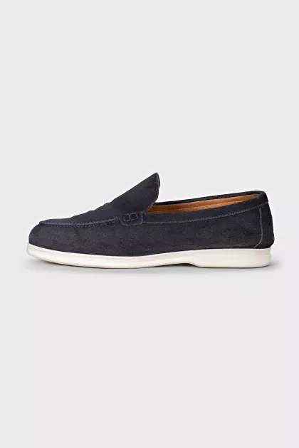 Men's blue suede slip-ons