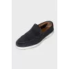 Men's blue suede slip-ons