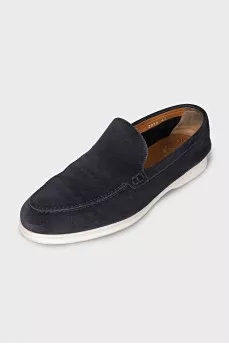 Men's blue suede slip-ons