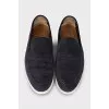 Men's blue suede slip-ons