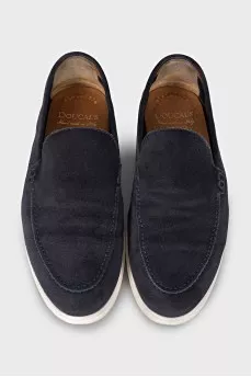 Men's blue suede slip-ons