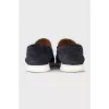 Men's blue suede slip-ons
