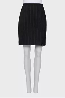 Pinstripe skirt with slit