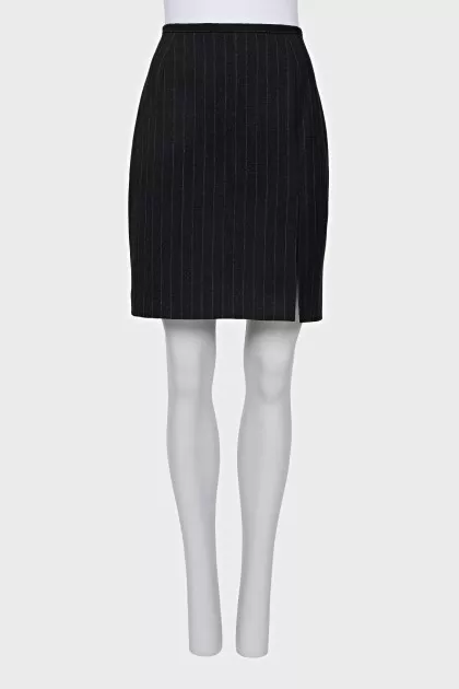 Pinstripe skirt with slit