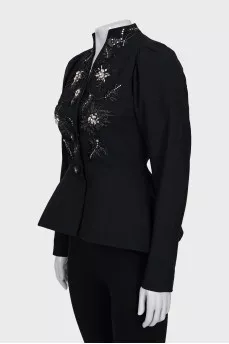 Fitted jacket decorated with embroidery and crystals