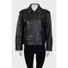 Leather jacket with silk lining