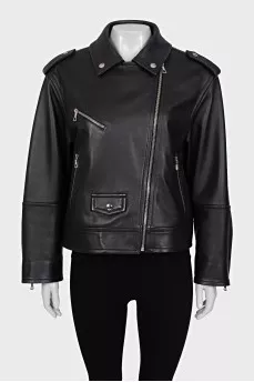 Leather jacket with silk lining