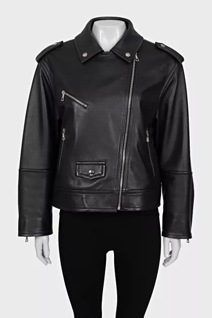Leather jacket with silk lining