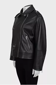 Leather jacket with silk lining