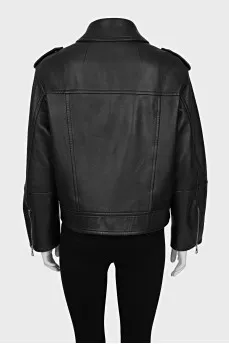 Leather jacket with silk lining
