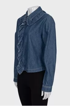 Denim shirt with ruffles