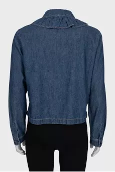Denim shirt with ruffles