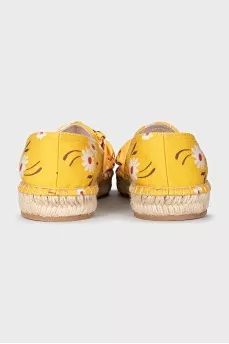 Yellow fabric espadrilles