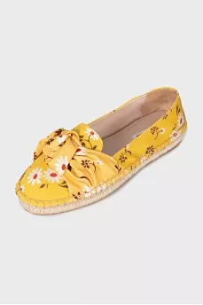 Yellow fabric espadrilles