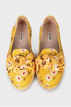 Yellow fabric espadrilles