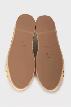 Yellow fabric espadrilles