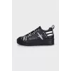 Leather sneakers with embroidered logo