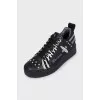 Leather sneakers with embroidered logo