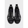 Leather sneakers with embroidered logo