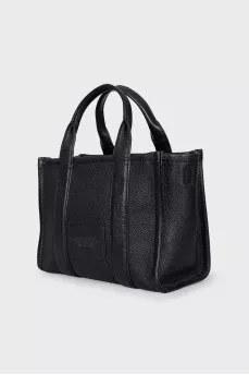 Black leather tote