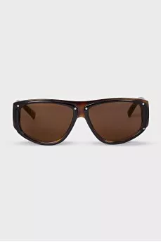 Brown Sunglasses Mask Print