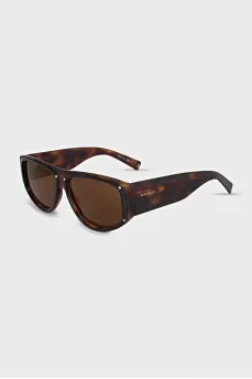 Brown Sunglasses Mask Print