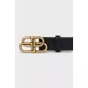 Smooth leather belt with signature buckle