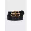 Smooth leather belt with signature buckle