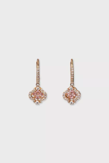 Gold earrings with crystals