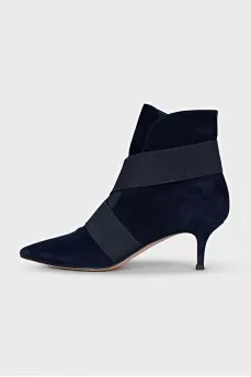Синие ботильоны с каблуком kitten heel