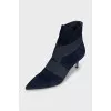Blue kitten heel ankle boots