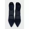 Blue kitten heel ankle boots