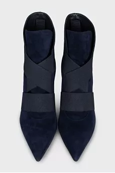 Синие ботильоны с каблуком kitten heel