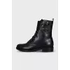 Leather boots with a wide strap