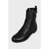 Leather boots with a wide strap