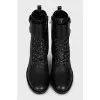 Leather boots with a wide strap