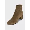 Green suede ankle boots with medium heels