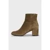 Green suede ankle boots with medium heels