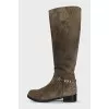 Suede boots with gold decor