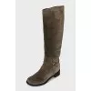 Suede boots with gold decor