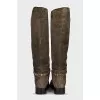 Suede boots with gold decor