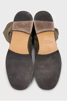 Suede boots with gold decor
