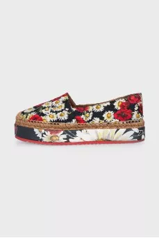 Floral Print Platform Espadrilles