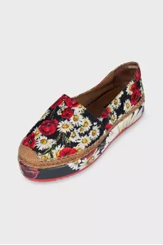Floral Print Platform Espadrilles
