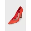 Orange Shoes with Figured Heels