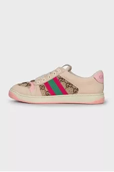 Beige sneakers with rhinestones
