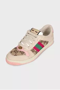 Beige sneakers with rhinestones
