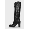 Black leather boots