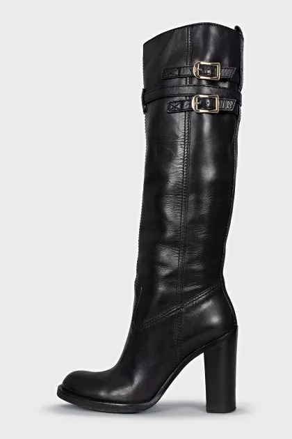 Black leather boots