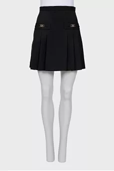 Wool skirt with golden logo